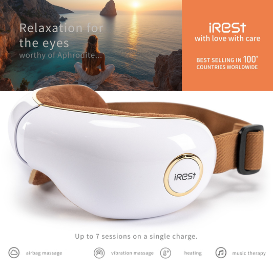 iRest oogmassageapparaat met luchtcompressie, warmte en geluid voor diepe ontspanning en pijnverlichting