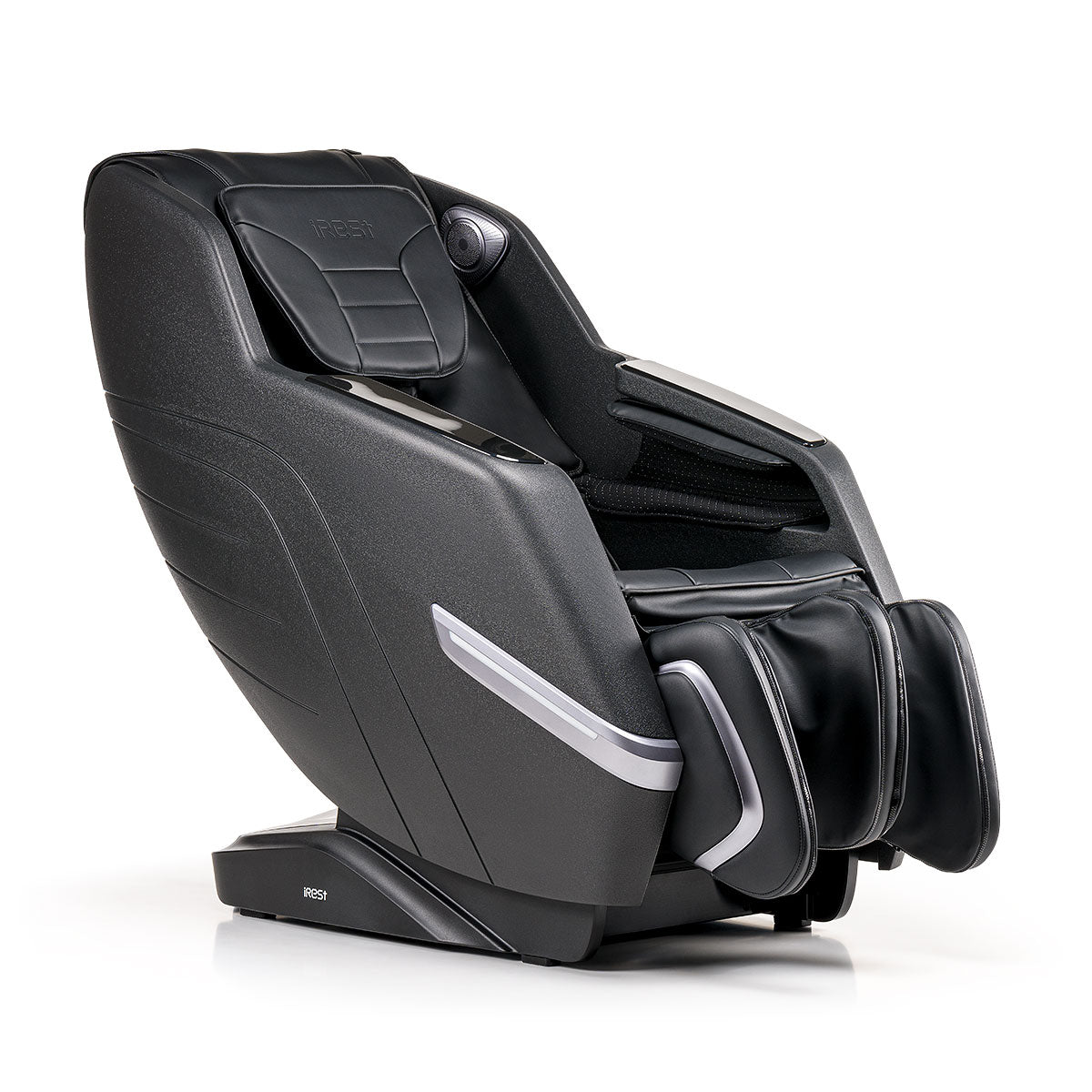 Sfeervolle zwarte iRest Chillin Open Massagestoel met modern design en ergonomische vorm