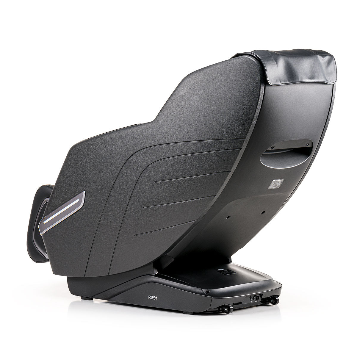 Soepele zwarte massagestoel met ergonomisch design van iRest Chillin Open