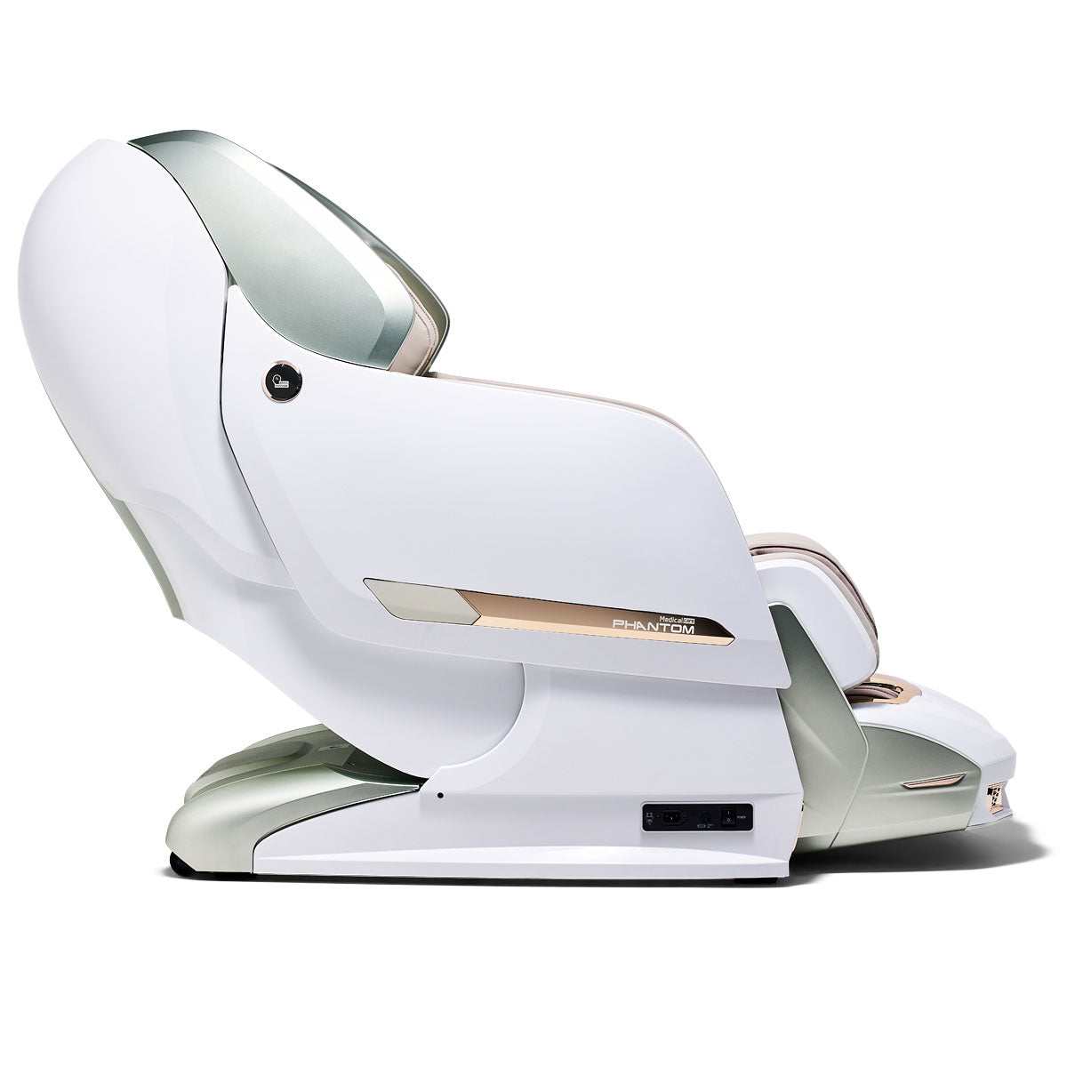 Massagestoel Bodyfriend Phantom Care wit-beige met PEMF technologie en uitschuifbare voetsteun voor thuisgebruik