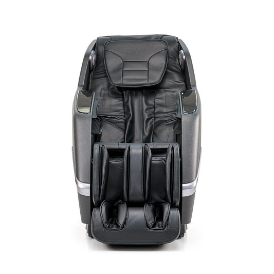 Zwarte leren massage stoel met moderne design en automatische programma’s van iRest