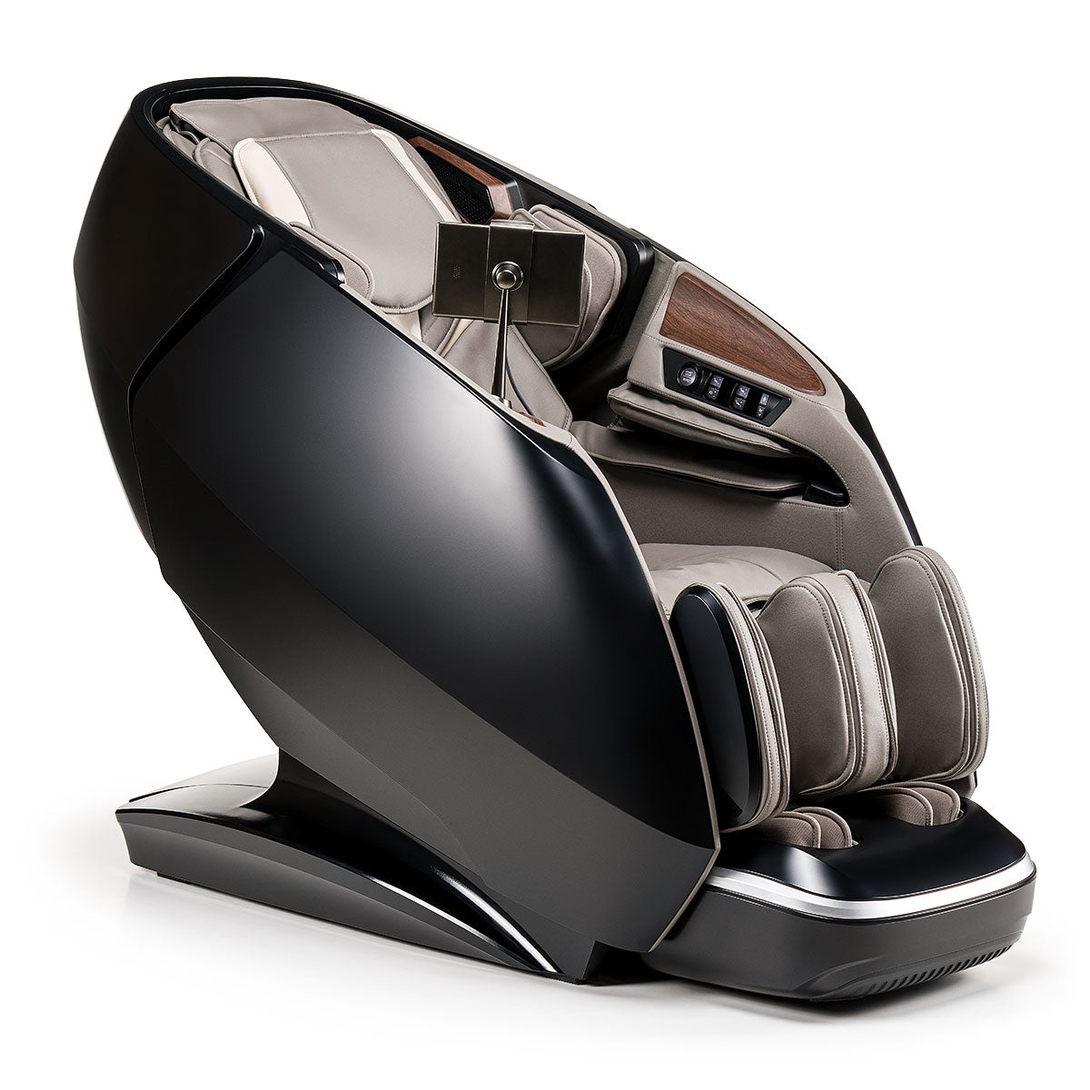 High-end iRest Brillactiq massagestoel met futuristisch design in zwart en beige