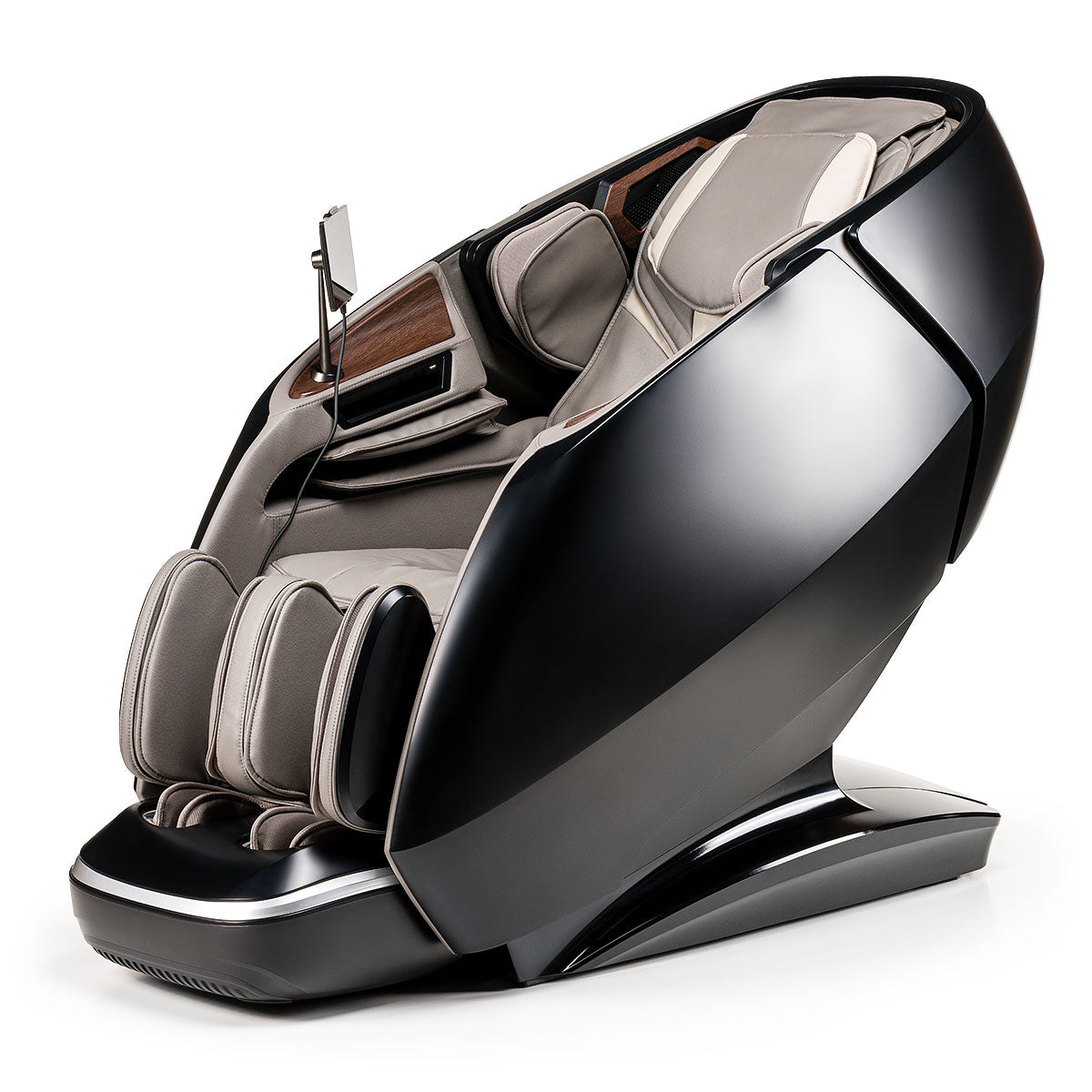 Sleek zwart-zilver iRest Brillactiq massagestoel voor ultieme ontspanning