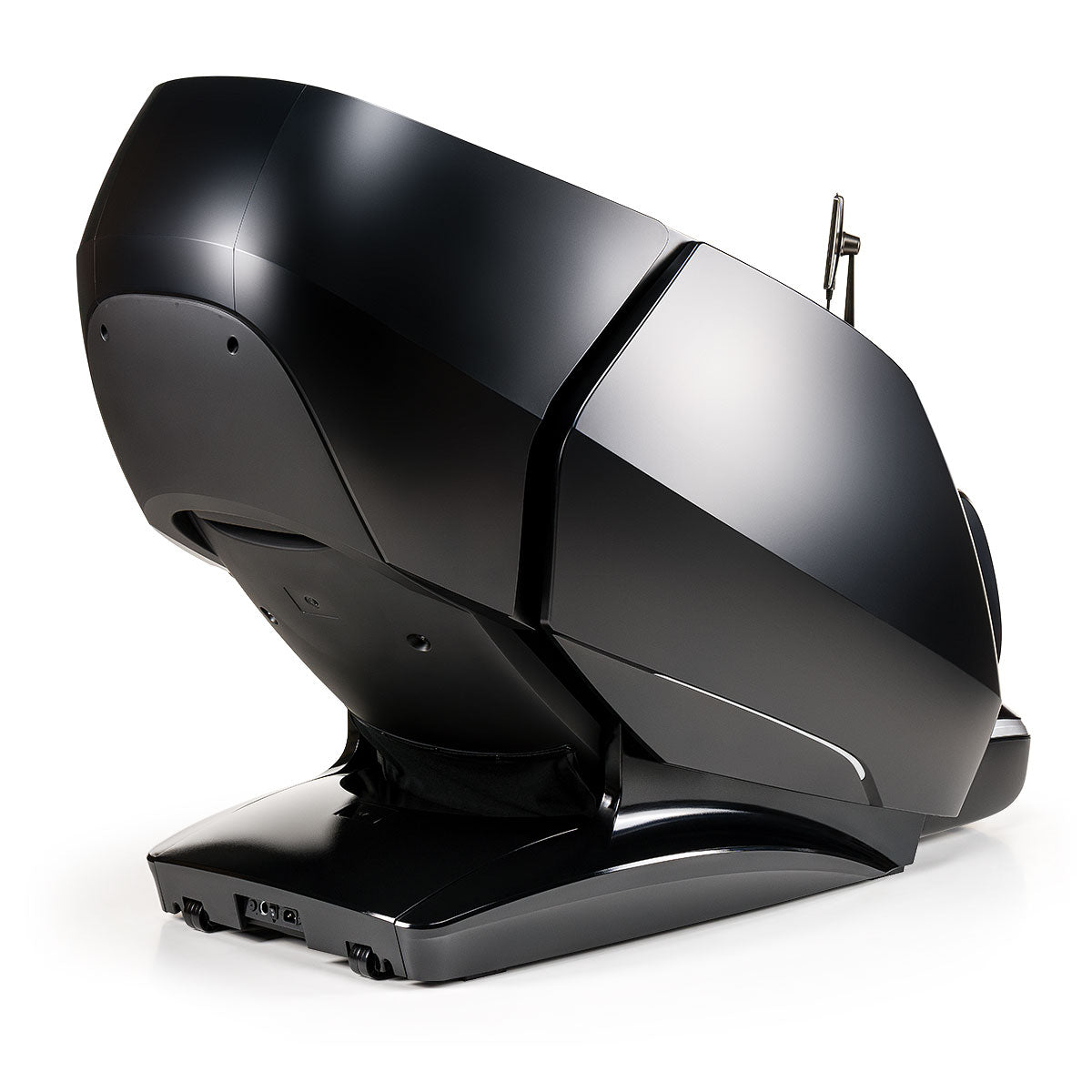 Futuristisch zwart-zilver apparaat voor de iRest Brillactiq massagestoel