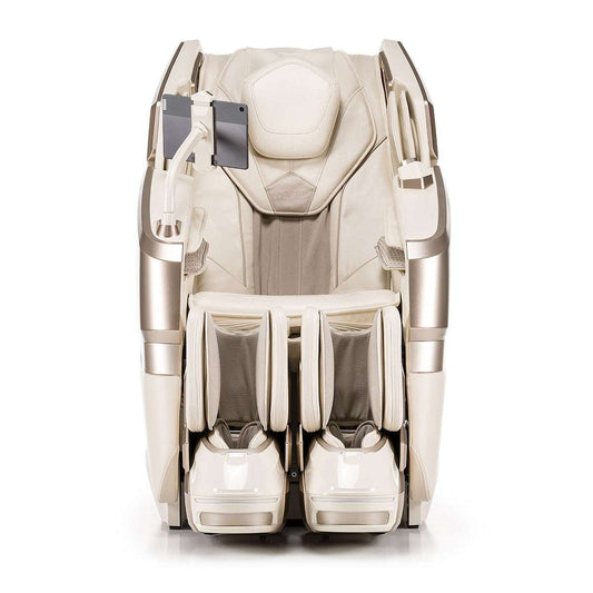 Massagestoel iRest Eagleton met Rovo Walking technologie en dubbel massagemechanisme in crème-gouden design