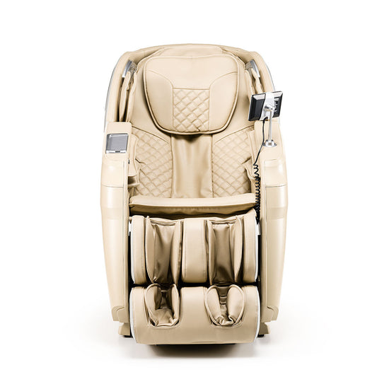 Beige leren massagestoel iRest Supearl met compartimenten en zero gravity functie