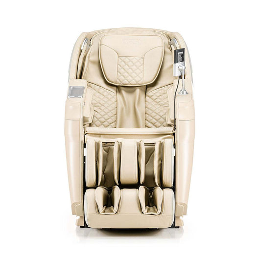 Elegante beige-witte massagestoel iRest Supearl+ A336 met 2D-massagesysteem en zero gravity-positie voor totale ontspanning