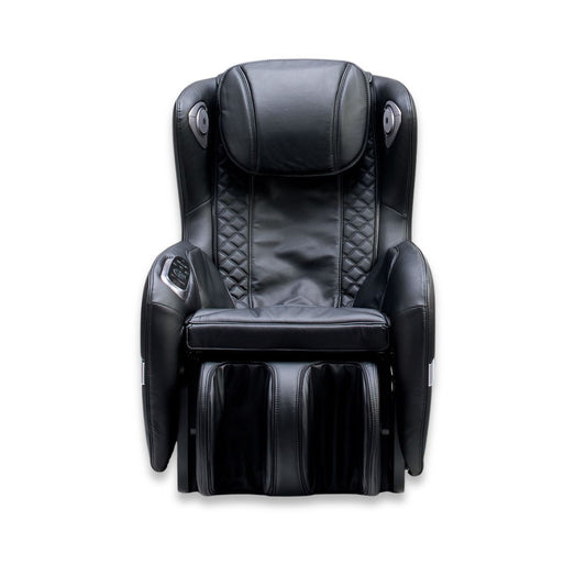 Zwart leren massagestoel Massaggio Bello met automatische programmaās en zero gravity