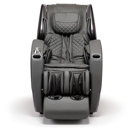 Luxueuze grijze leren massagestoel met quilted bekleding voor ultiem massaggio stravagante