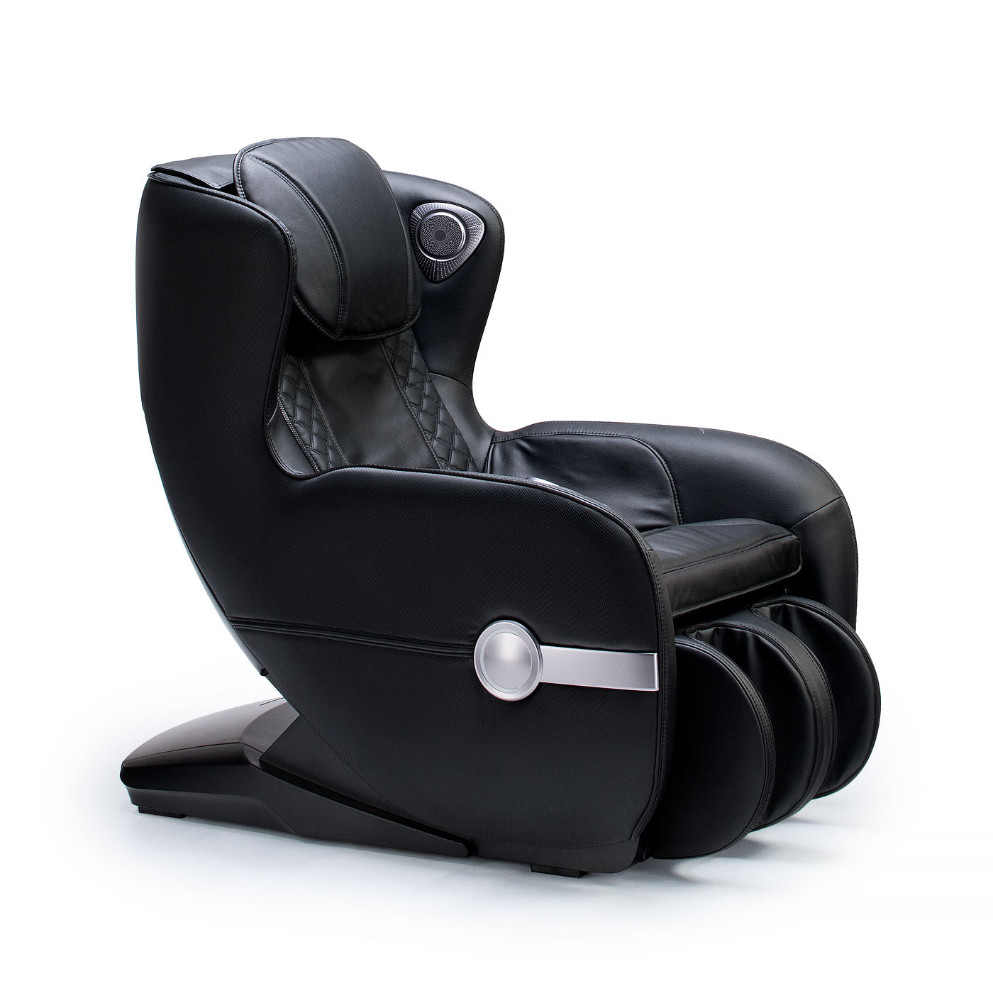 Zwarte leren massagestoel met ergonomisch ontwerp en automatische programma’s van Massaggio Bello