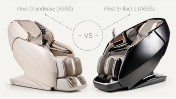 Twee massage stoelen van iRest Brillactiq en iRest Grandease met extra functies.