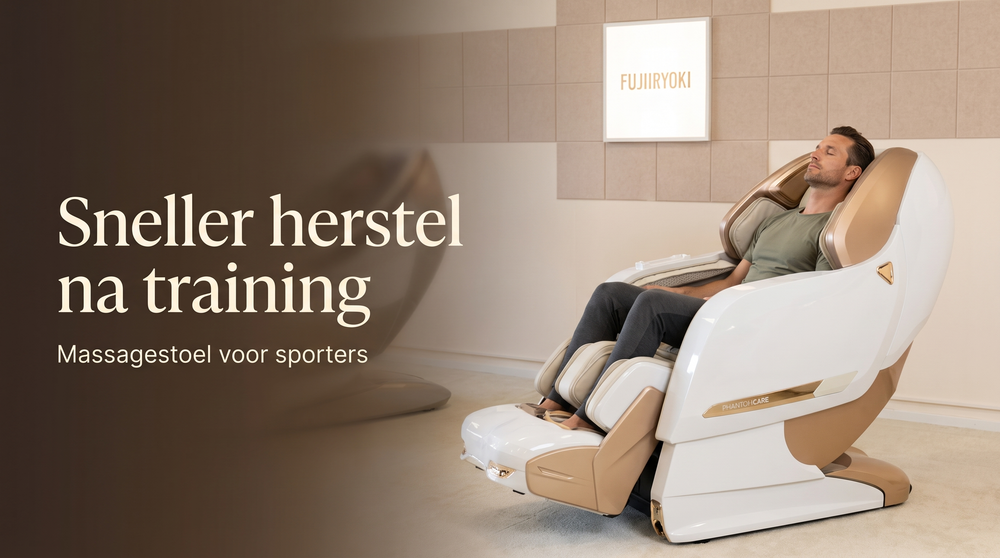 Sporter herstelt in een massagestoel na training – New Comfort showroom