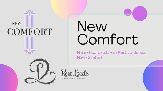 Stylized typography of New Comfort showcasing fonts for Rest Lords en ultieme ontspanning.