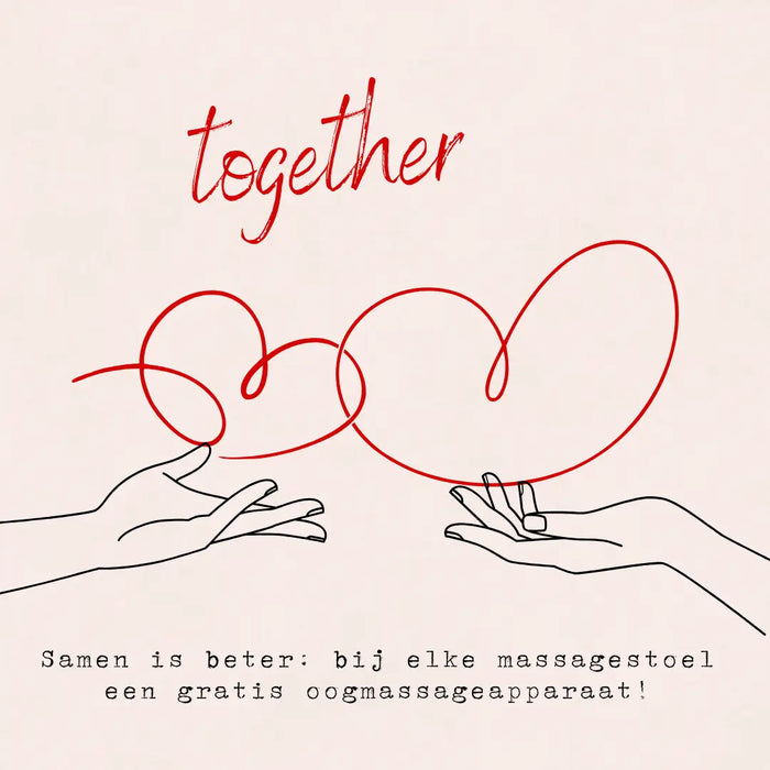 Massage stoel advertentie voor nieuwe comfort en gratis oogmassageapparaat.