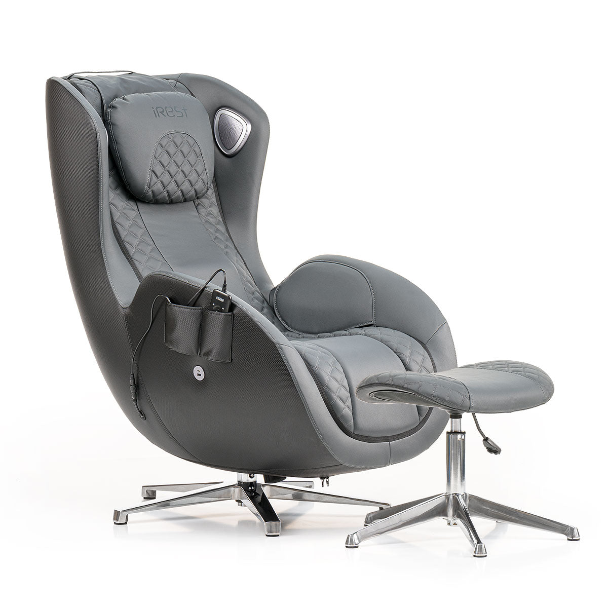 Moderne iRest QL massagestoel in grijs met automatische programma’s en masserende armen