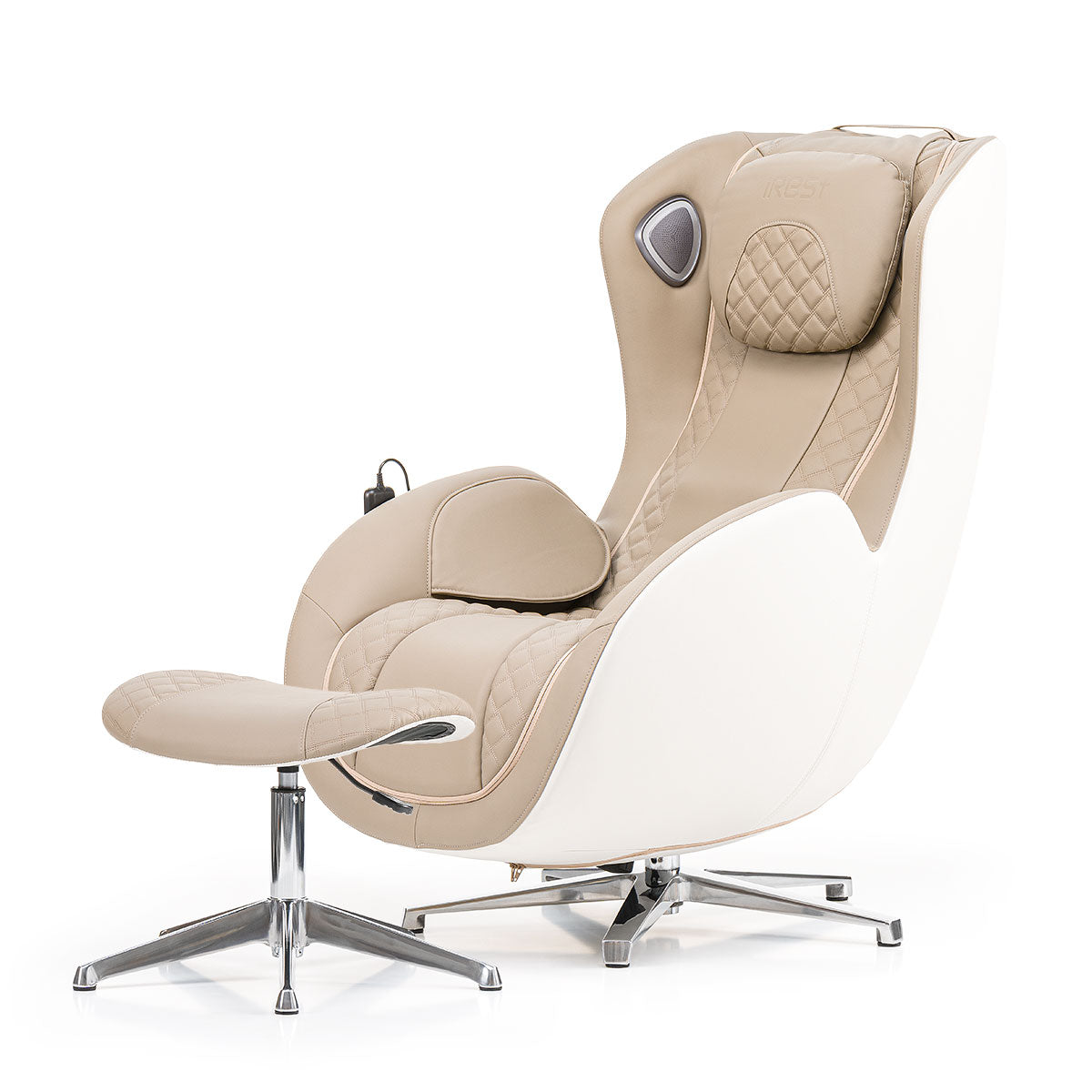 Luxueuze beige iRest QL massagestoel met automatische programma’s en masserende armen