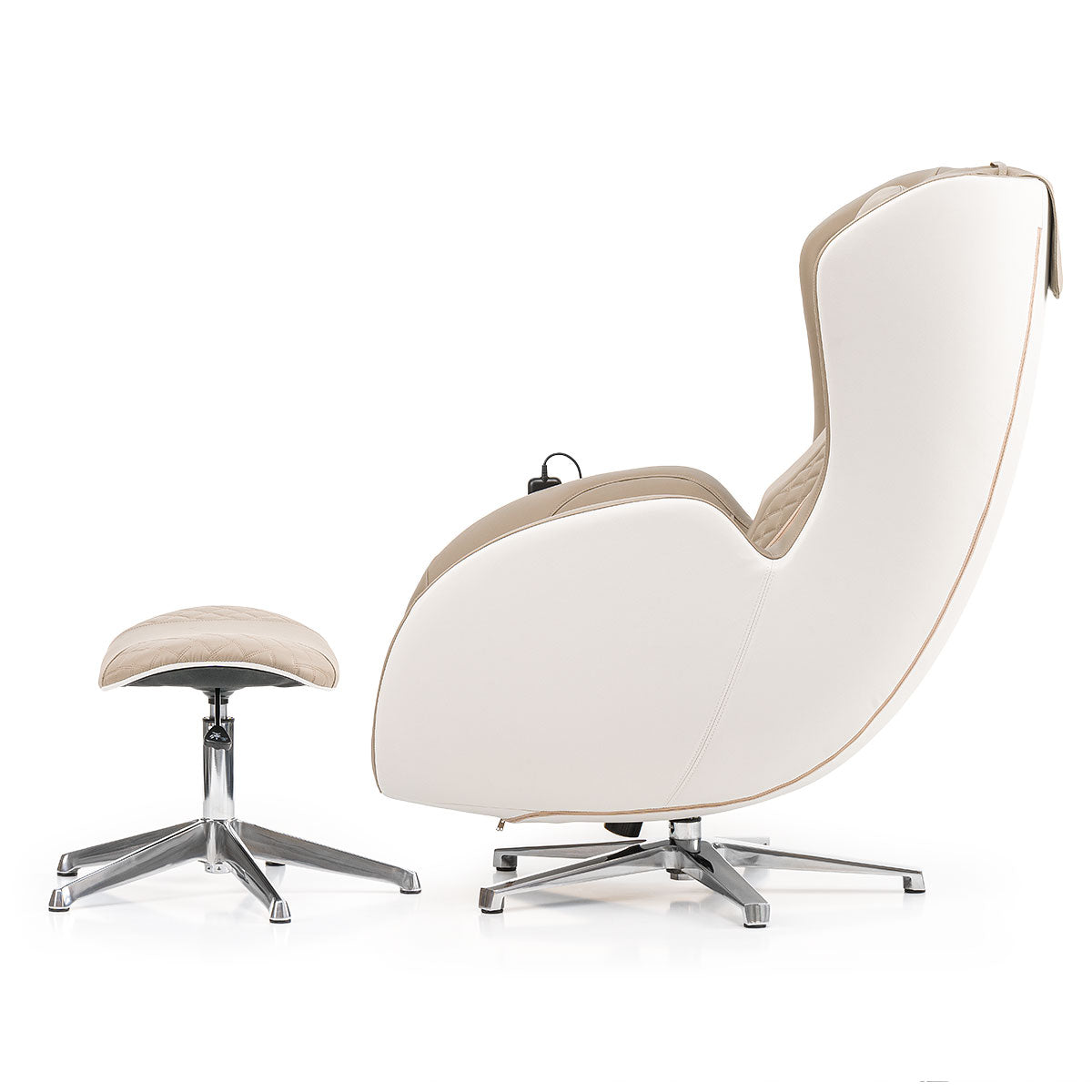 Moderne witte leren draaistoel met voetensteun, perfect voor je iRest QL massagestoel