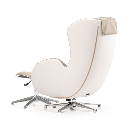 Moderne witte leren relaxstoel met metalen basis van iRest QL, perfecte masserende armen