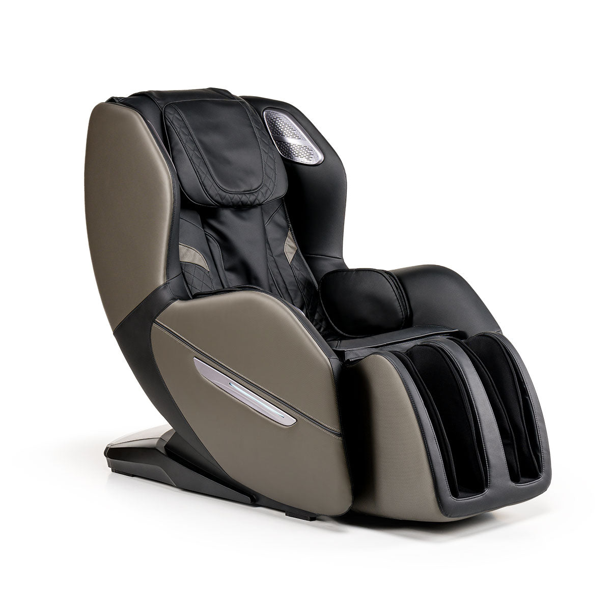 Luxueuze iREST EASYQ massagestoel met zwart en grijs lederen bekleding