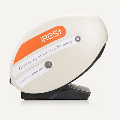 White en oranje Massagestoel iRest R-Pass T103 met ergonomisch ontwerp op zwarte basis