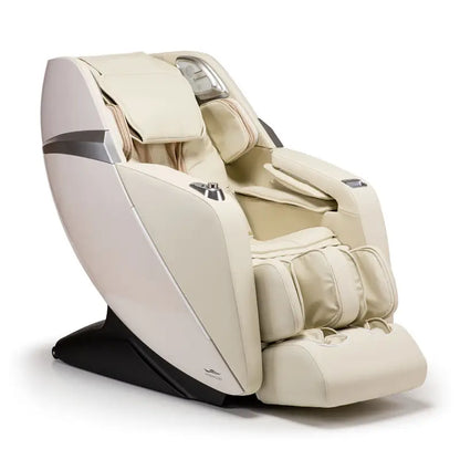 Luxueuze witte leren massagestoel met automatische programma’s voor volledige ontspanning